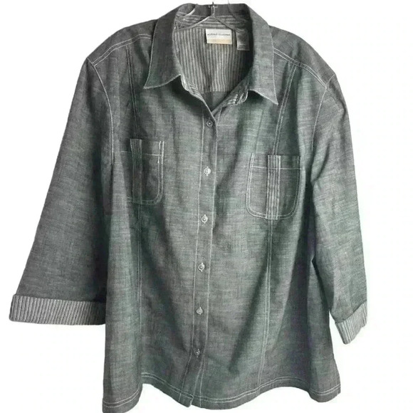 Alfred Dunner Women's Plus Size 24W Gray Jacket w/ Pockets & Roll-Up Sleeves - Picture 13 of 13